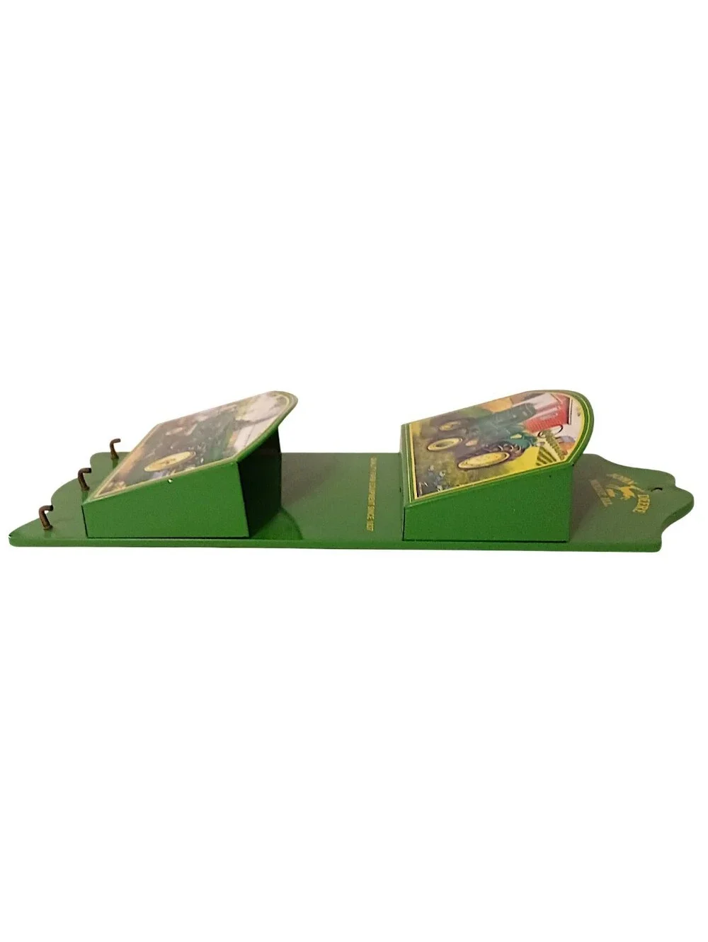 Vtg John Deere Tractor Mail Holder Key Rack Metal 3 Hooks Farmhouse Wall Decor